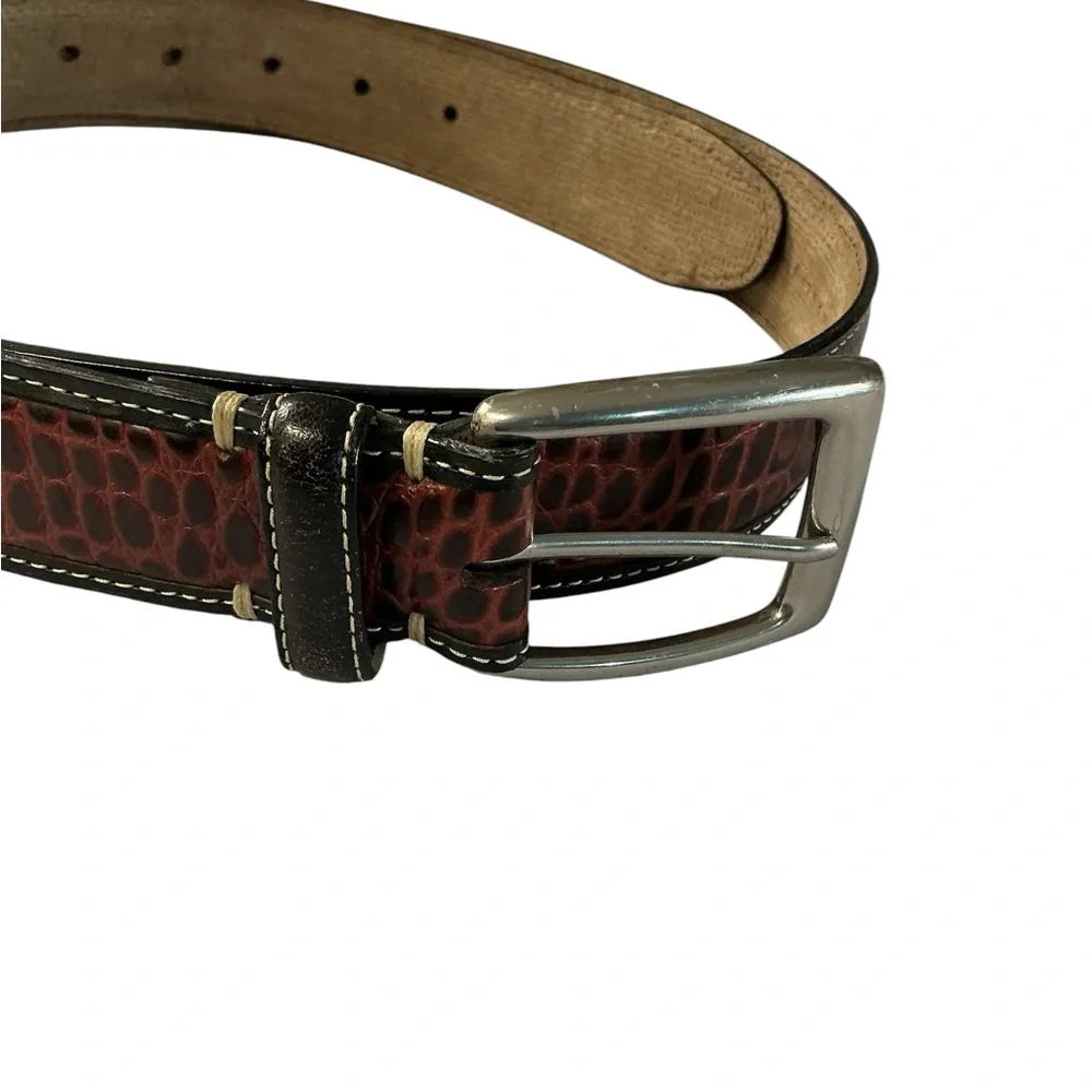 Tommy Bahama‎ Tan Textured Leather Belt with Black Edge size 40